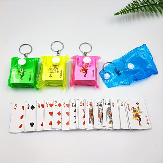 12pcs Portable Mini Playing Card Poker Keychain Small Board Game Keychain