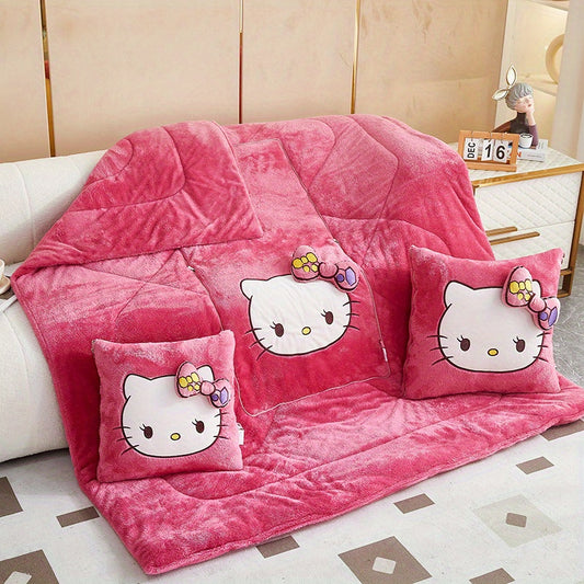 HelloKitty 2-in-1 Pillow & Blanket - Versatile for Bed, Office,