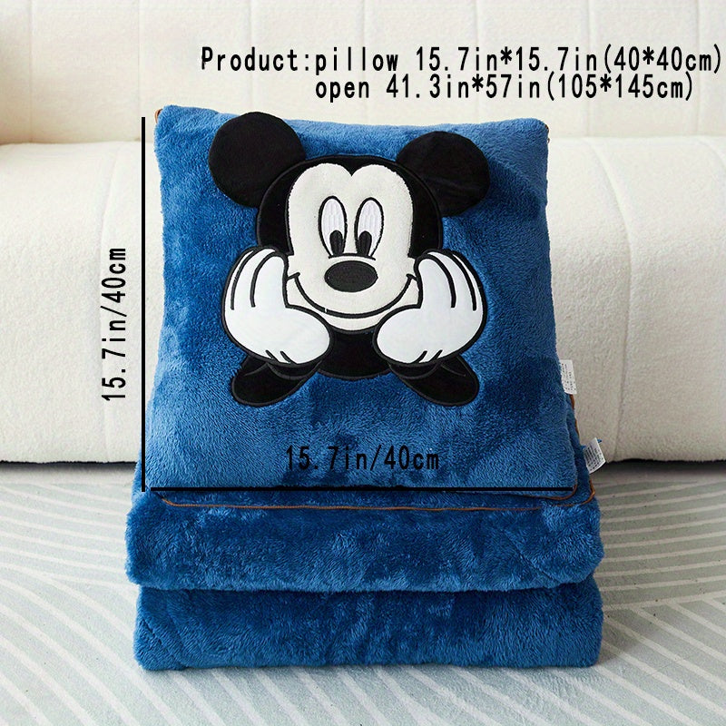 1pc Authorized Mickey Blanket and Pillow 2 in 1 Airplane Travel Blanket Compact with Soft Bag Pillowcase for All Season Super Cozy Soft Flannel Stitch Throw Blankets for Home Couch Bed Sofa Blanket Size 41 X 57 Inches