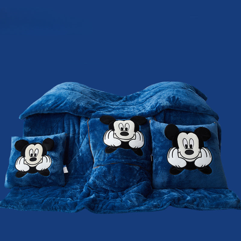 1pc Authorized Mickey Blanket and Pillow 2 in 1 Airplane Travel Blanket Compact with Soft Bag Pillowcase for All Season Super Cozy Soft Flannel Stitch Throw Blankets for Home Couch Bed Sofa Blanket Size 41 X 57 Inches