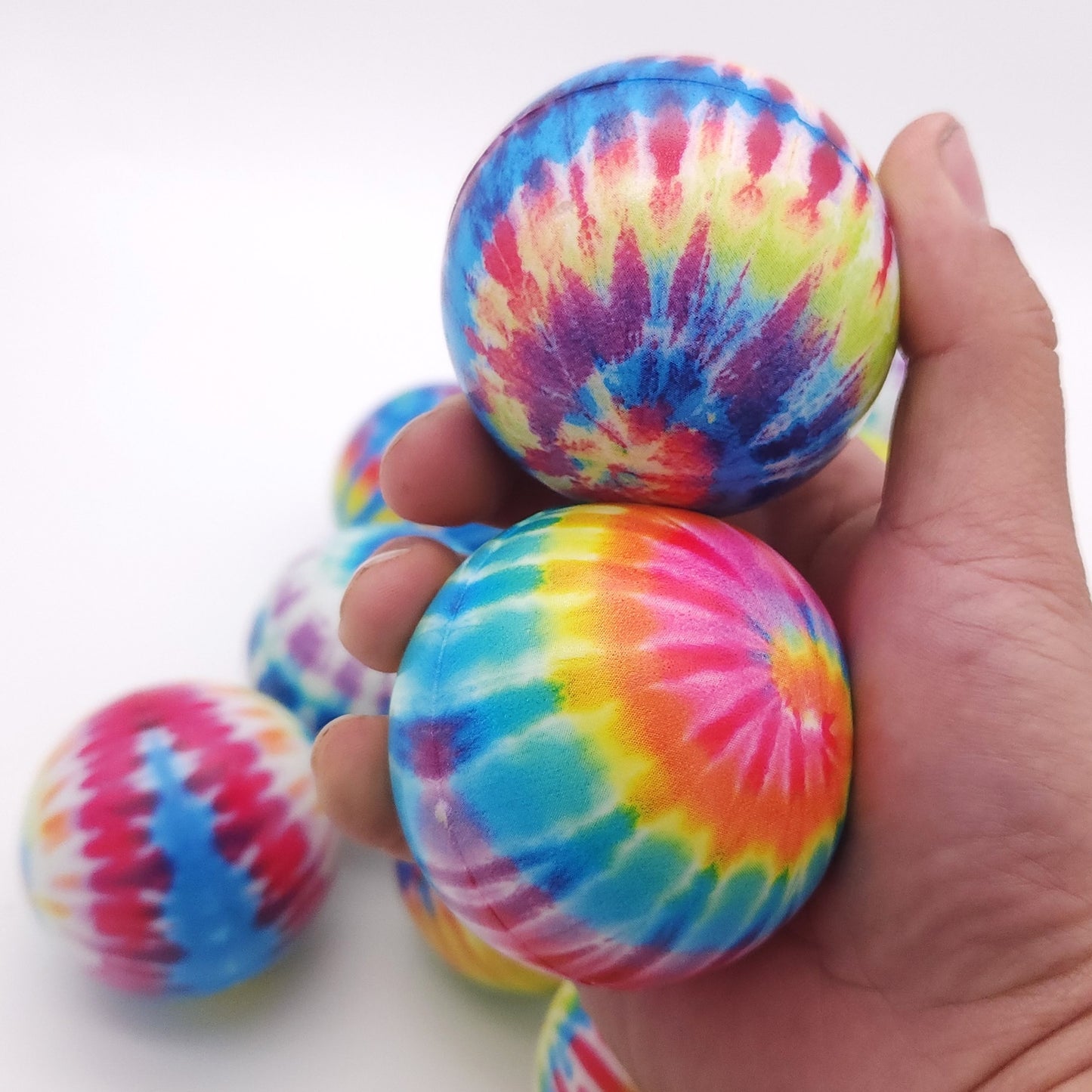 12pcs, PU Sponge Ball, Tie Dye Squeeze Toy Ball, Creative Fun Cushioning Small Gift For Office School