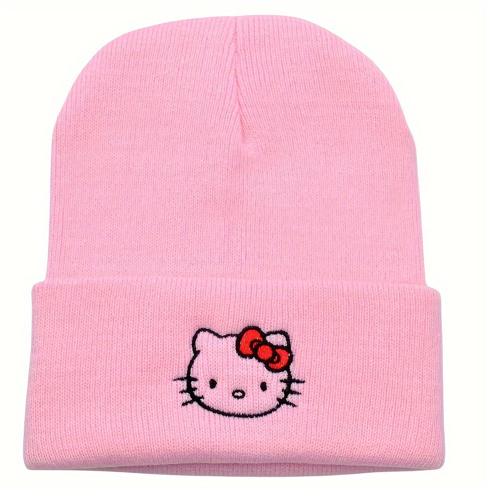 Cute Kuromi & My Melody Knit Beanie - Cozy Cotton Winter Hat for Outdoor Warmth, Perfect for Parties & Events