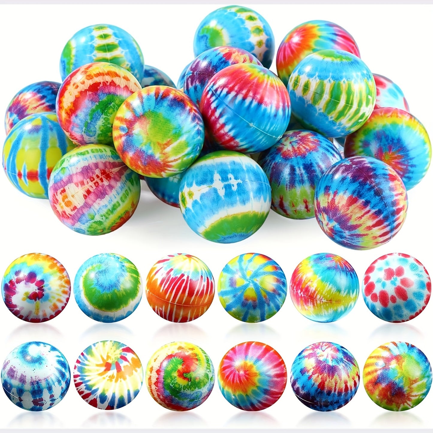 12pcs, PU Sponge Ball, Tie Dye Squeeze Toy Ball, Creative Fun Cushioning Small Gift For Office School