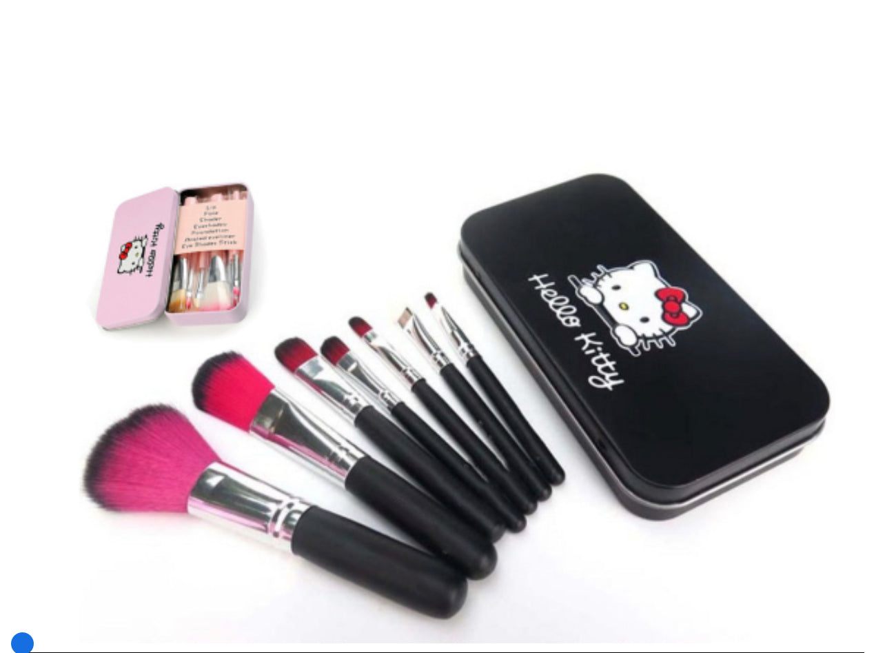 Hello Kitty makeup brush set Hello Kitty cartoon 7 piece tin makeup brush tool gifts