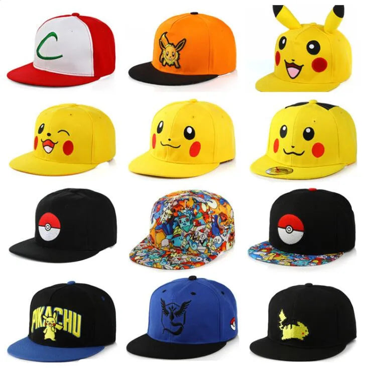 Anime Pokemon Baseball Cap Pika hi Hat Adjustable Pokemon Cosplay Hip Hop Cap Girls Boys Children's Figures Toys Gift