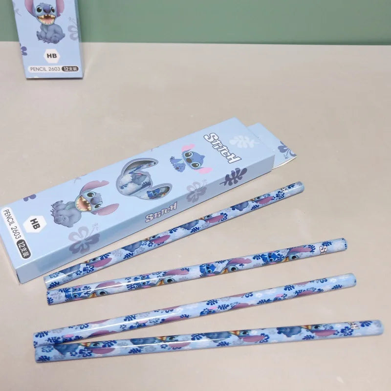 12PCS/Set Disney Cartoon Anime Stitch Pencil Student Art Drawing Pen Office Sketching Project Drawing Tools Stationery Wholesale