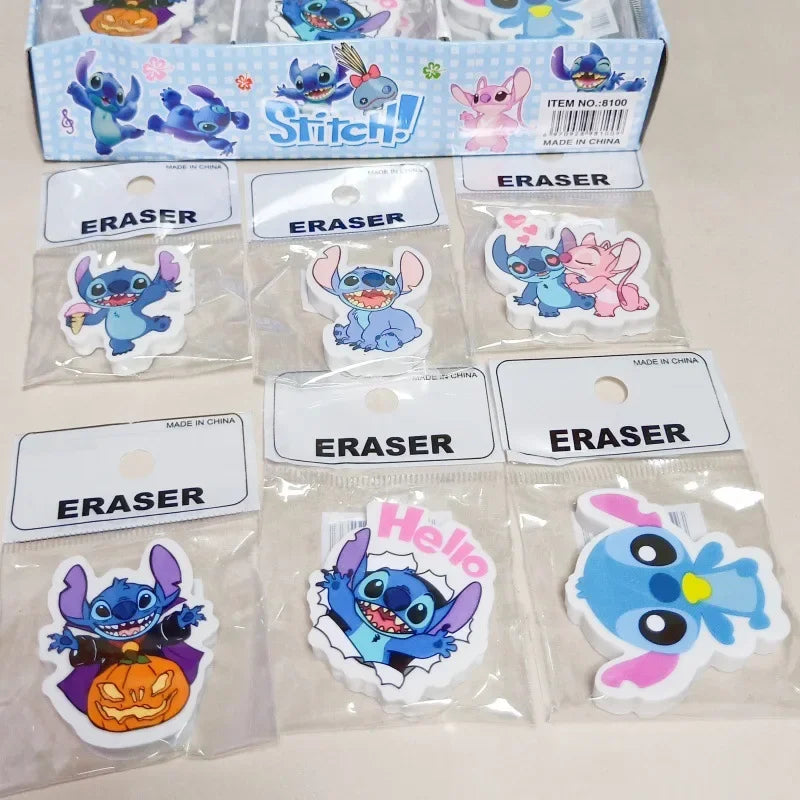 1set Disney Lilo & Stitch Eraser School Supplies Stationery Cartoon Stitch Student Pencil Eraser for Kids Pupil Prize Gifts