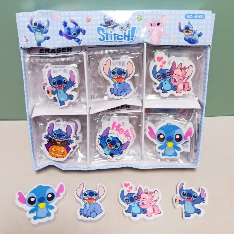 1set Disney Lilo & Stitch Eraser School Supplies Stationery Cartoon Stitch Student Pencil Eraser for Kids Pupil Prize Gifts