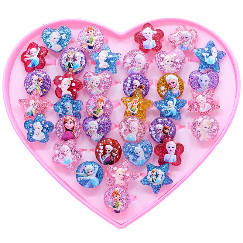 10/20pcs Mix Cartoon Elsa Anna Princess Ring Kids Children's Finger heart shape Rings Toys Girls Birthday Party Supplies Gifts