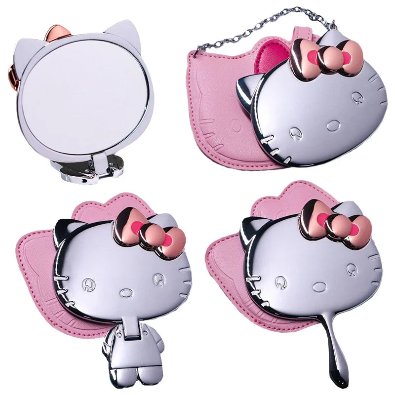 Kawaii Sanrioed Anime Hello Kittys Individually Wrapped Sturdy and Durable Portable Folding Metal Cosmetic Mirror Brithday Gift