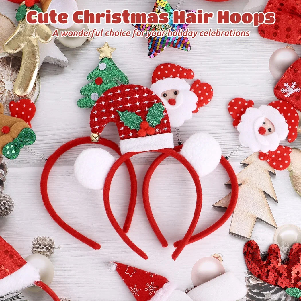 12Pcs/Set Cute Christmas Headbands Christmas Hair Hoop