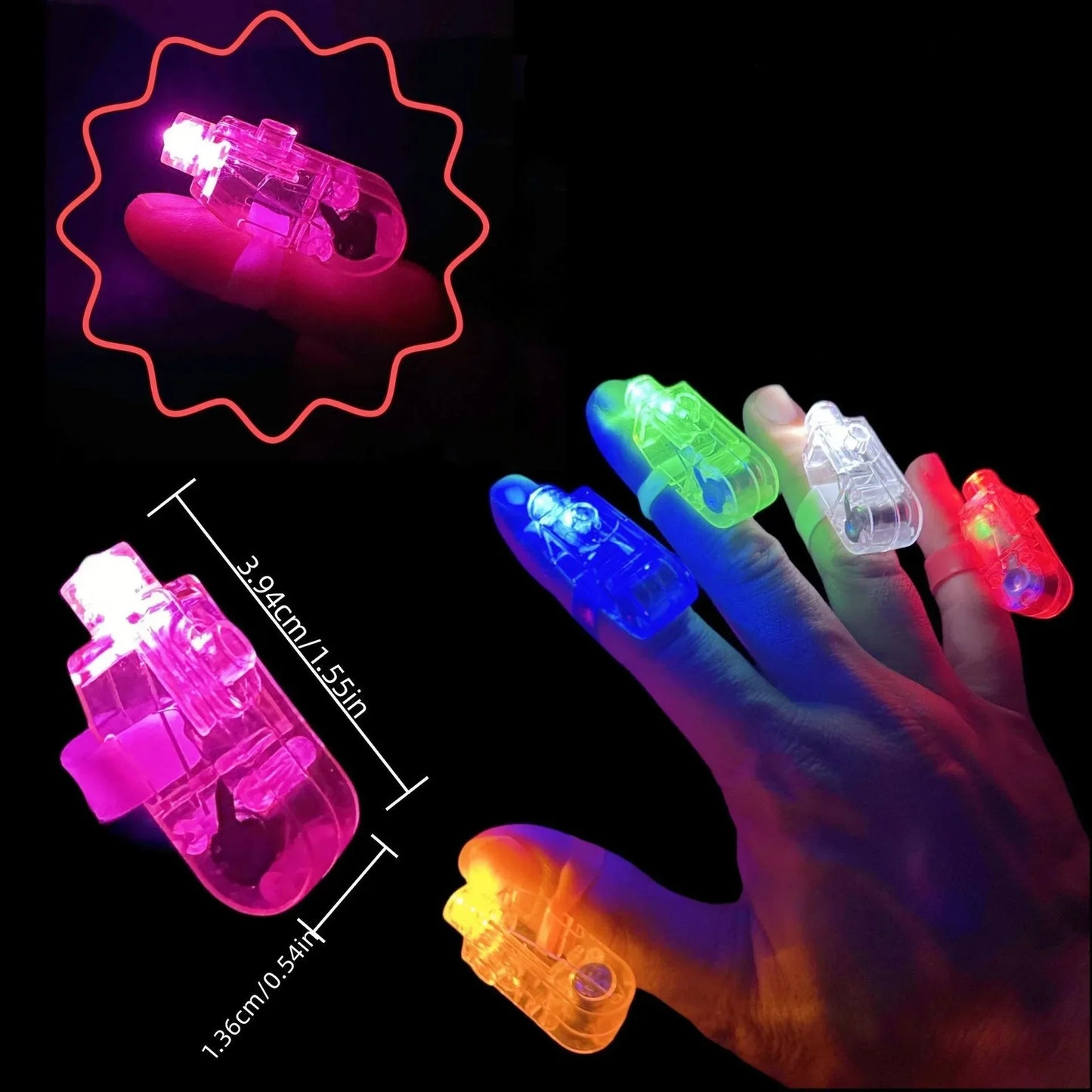 (20pc)LED Flash Finger Light Kids Dazzling Light Ring Flash Toys Wholesale Glow