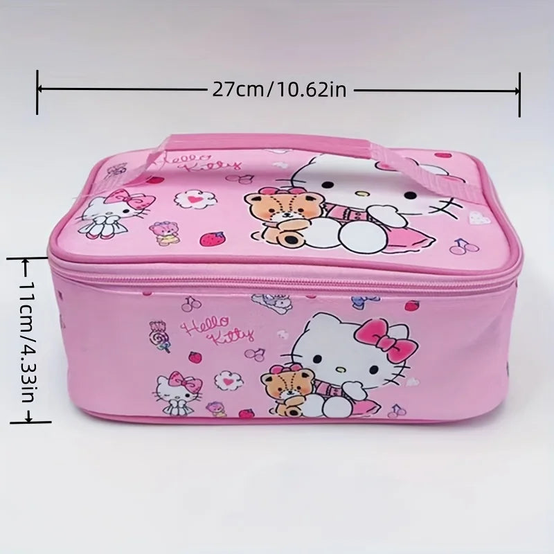 Sanrio Cartoon Character Insulated Lunch Bag - Water-Resistant Canvas Cooler Box with Cute Kawaii  Perfect Daily Storage Satchel