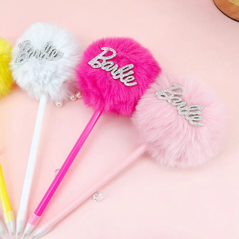 6Pcs/set Barbie Gel Pen Kawaii Pink Barbie Girls Gel Pen Office Signature Pen Student Ballpoint Pen Stationery Supplies Gift