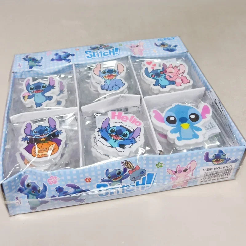 1set Disney Lilo & Stitch Eraser School Supplies Stationery Cartoon Stitch Student Pencil Eraser for Kids Pupil Prize Gifts