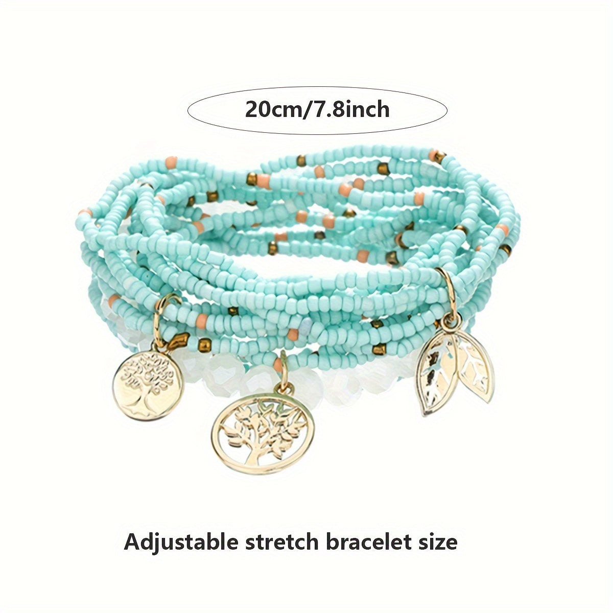 78pcs Bohemian Beaded Bracelets, Multi-Layer Elastic Stretch Beaded Jewelry For Beach Vacation, Summer Boho Stackable Bracelets